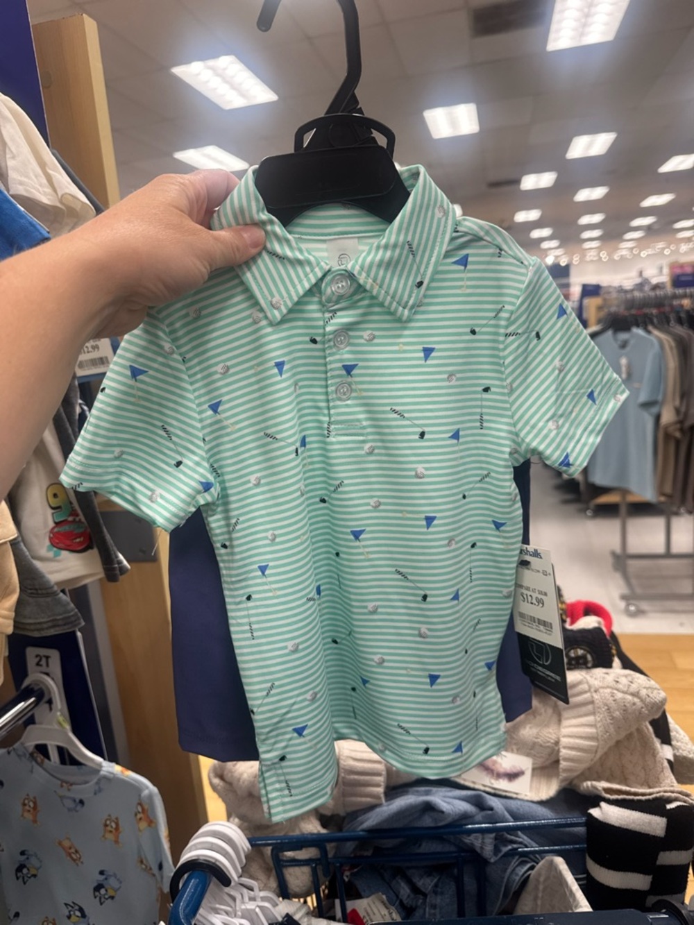 Boys' Mint Green Striped Polo Top